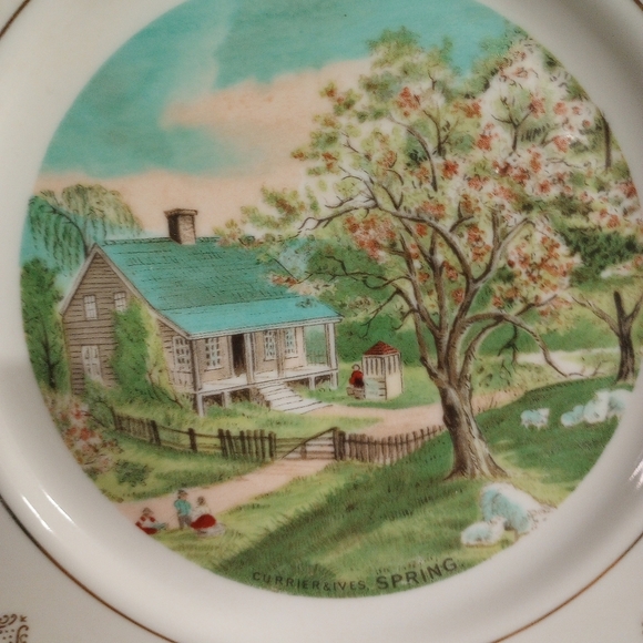 Set of 2 Currier & Ives Collectible Seasons Decorative Plates Spring and Summer - Picture 7 of 12